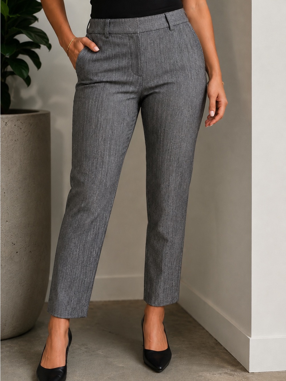 Express Gray Columnist Ankle Pants | Mid Rise Stretch Trousers | Size 10R
